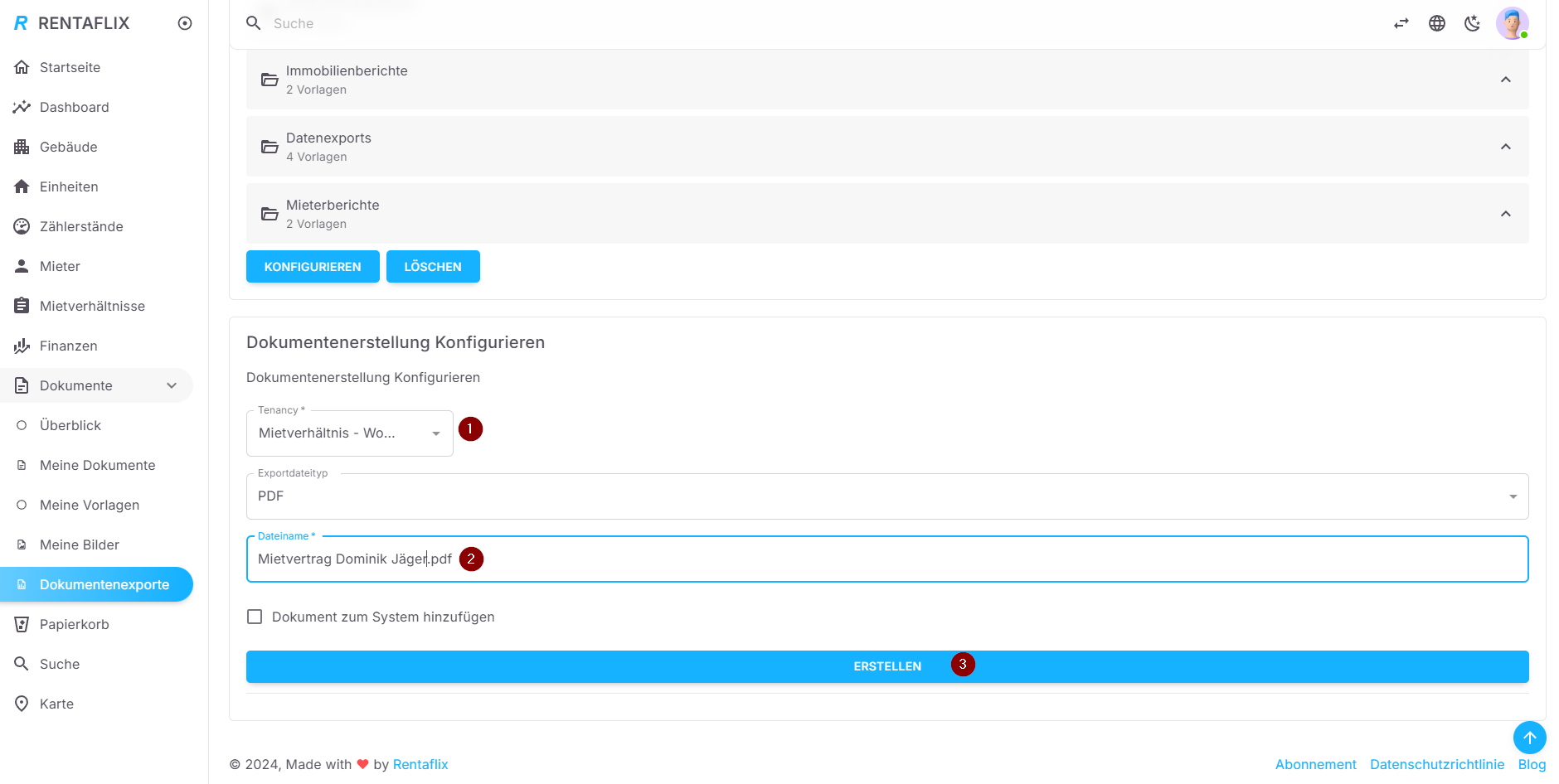 Konfiguration der Dokumenterstellung