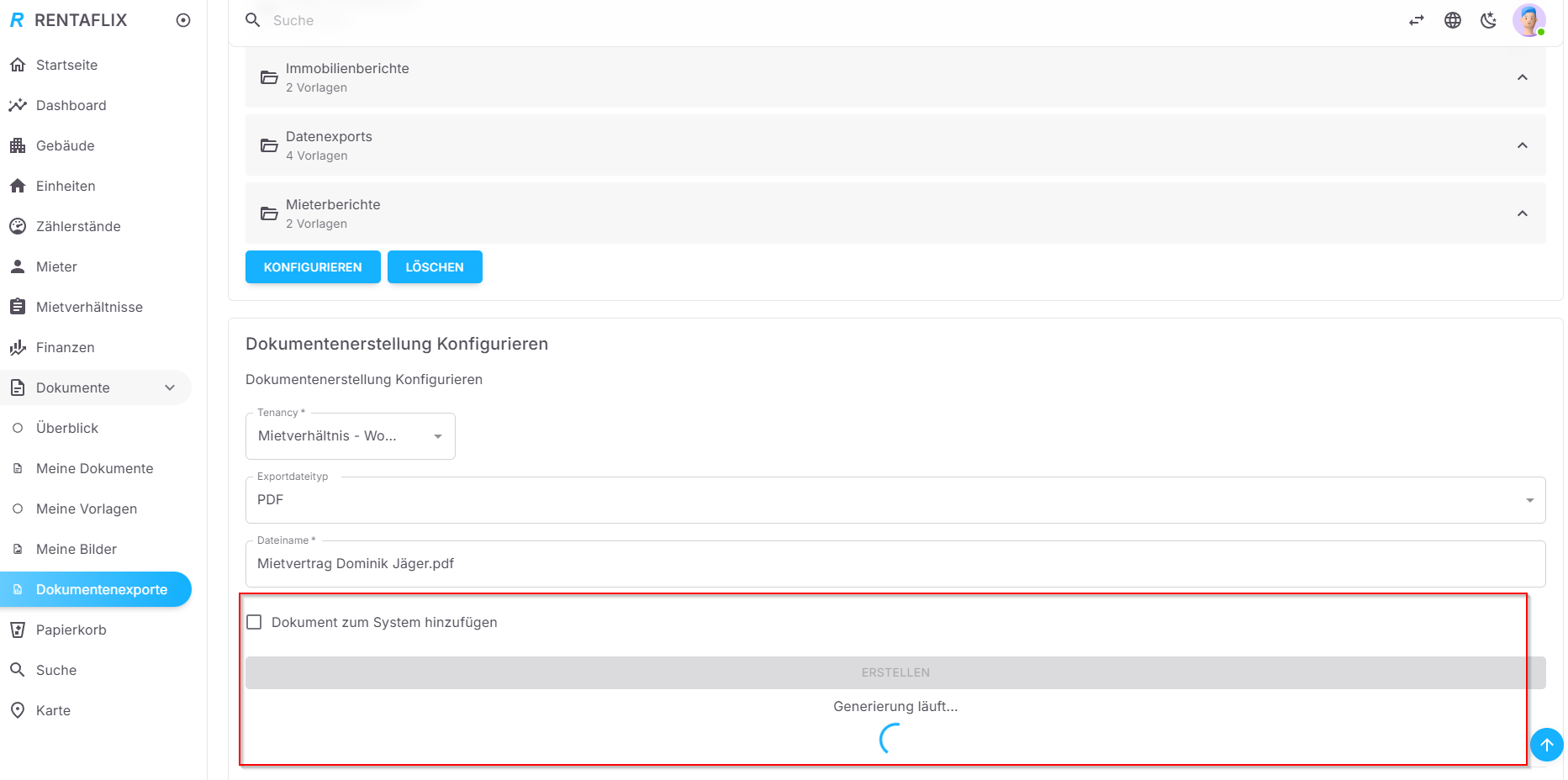 Dokumentenerstellung und Download