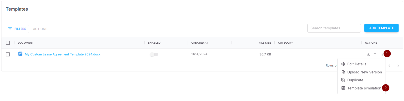 Previewing Your Template with Simulation