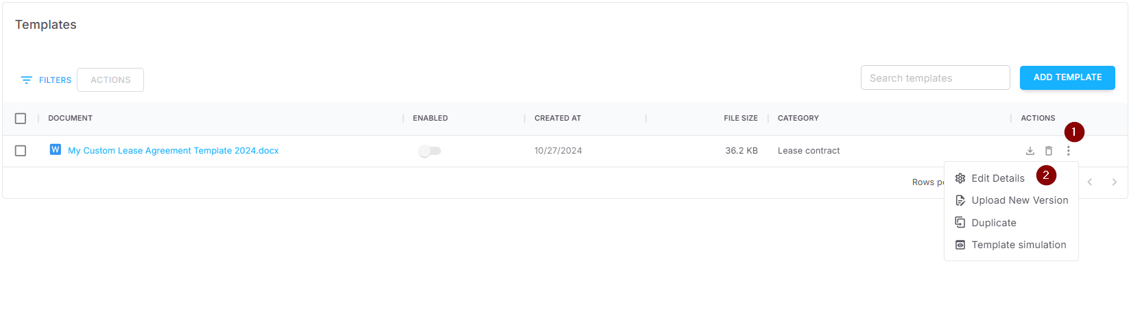 Activating the Template
